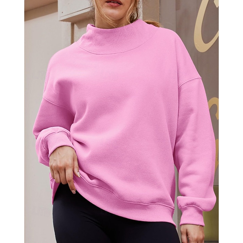 Women's Blouse Plain Modern Long Sleeve Turtleneck Regular Tops Holiday Going out Black White Pink Light Brown Brown Fall Winter4
