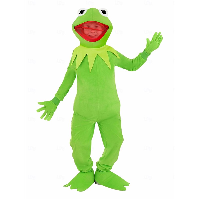 Kermit the Frog Halloween Kigurumi Pajamas Onesies Fairy Tail Animal Cosplay Kid's Boys' Girls' Halloween Carnival World Book Day Performance Educational Dress Up School Event Dress Up Easy Halloween