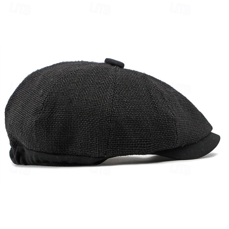 Men's Flat Cap Ascot Hat Newsboy Hat Black khaki Polyester Fashion Casual Street Daily Plain Adjustable Sunscreen Breathable3