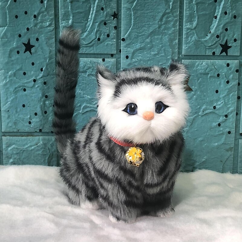 Lovely Simulation Animal Doll Plush Cat Toy with Sound Kids Toy Decorations Stuffed Toys3