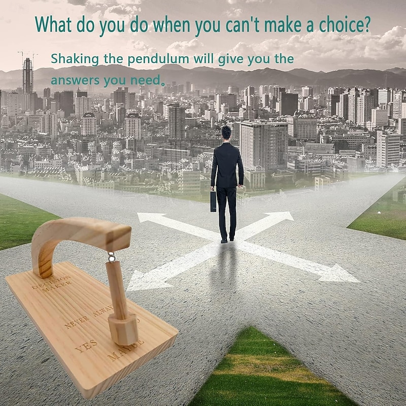 Magnetic Decision Maker Pendulum Desk Toy, Wooden Swing Ornament for Office, Creative Stress Relief Decoration Gift for Adults to Find Fun Answers2