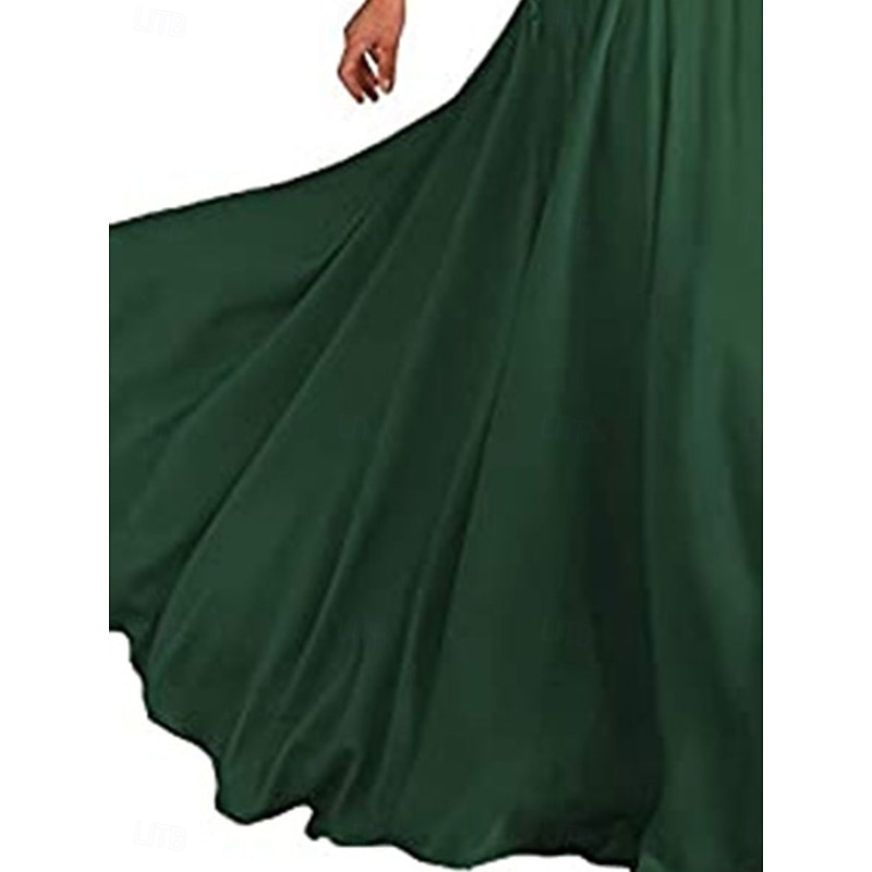 A-Line Mother of the Bride Dress Elegant Simple V Neck Floor Length Chiffon Sleeveless with Solid Color2