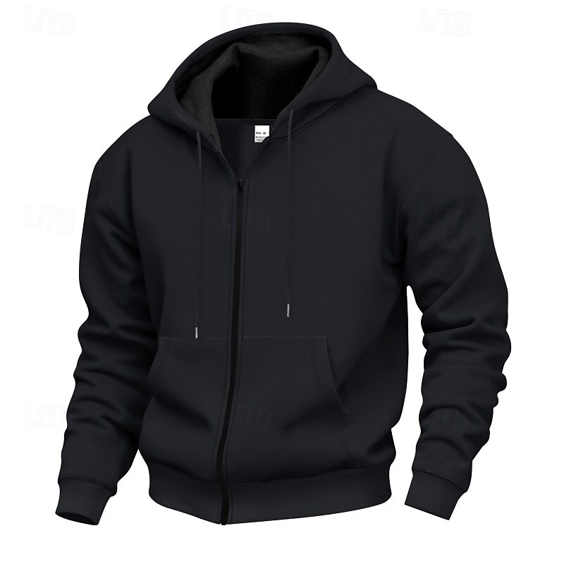 Men's Hoodie Full Zip Hoodie Black Navy Blue Khaki Light Grey Hooded Plain Zip Up Pocket Sports & Outdoor Casual Daily Streetwear Cool Sportswear Spring &  Fall Clothing Apparel Hoodies Sweatshirts3