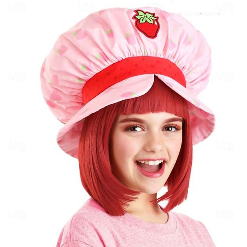 Strawberry Shortcake Costume Wig for Girls Halloween Cosplay Party Wigs4