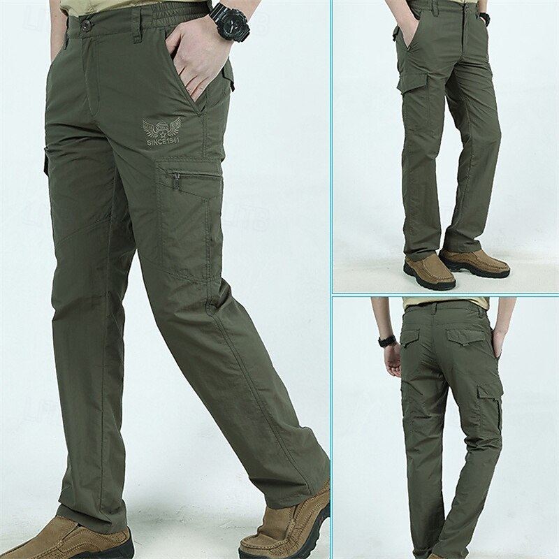 Men's Cargo Pants Hiking Pants Trousers Hiking Trousers Outdoor Regular Fit Waterproof Windproof Quick Dry Lightweight Pants / Trousers Pocket Elastic Waist Black Army Green Camping / Hiking Golf2