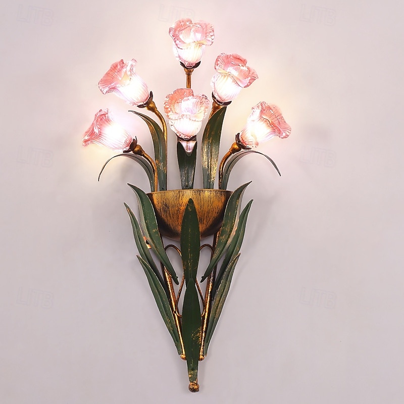 LED Wall Light Indoor Flower Design 6/10 Head Wall Lights Living Room Dining Room Iron Wall Light 110-240 V3