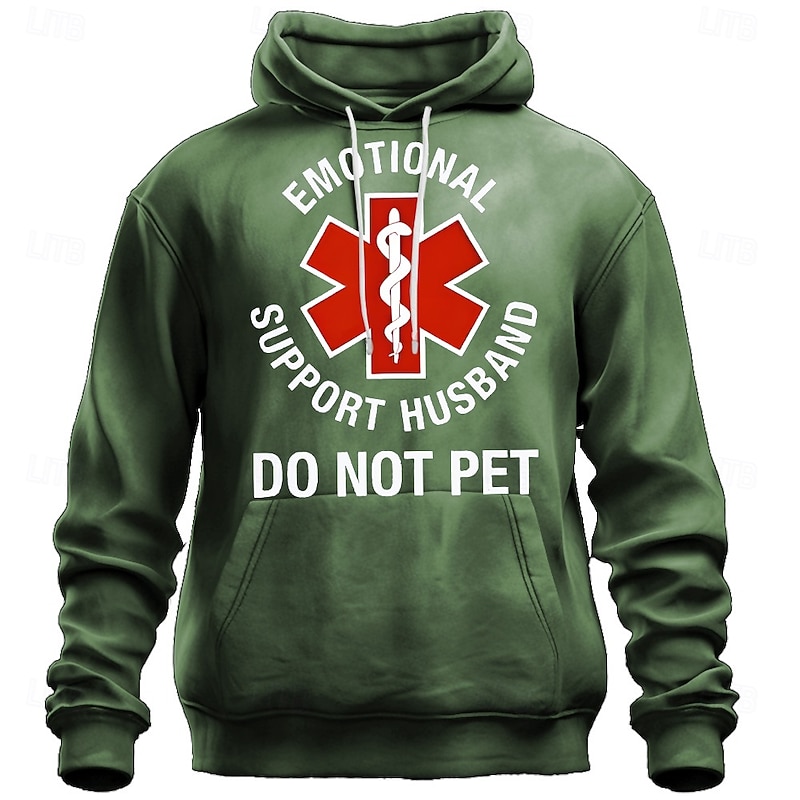 Men's Emotional Support Husband Do Not Pet Funny Graphic Hoodie3