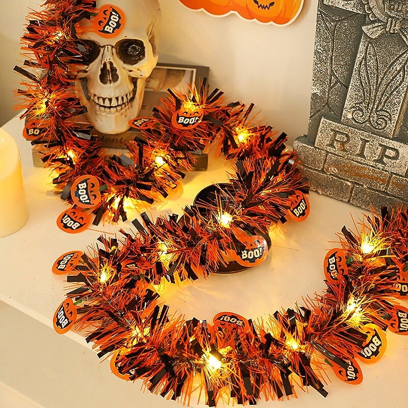 1 Pc 10M 100 LED Halloween String  Lifhts Pumpkin Ghost Spider Bat Light String Color Ribbon Caterpillar Color Strip Decorative Light String Festival Atmosphere Decorative Light AAA Battery Box2