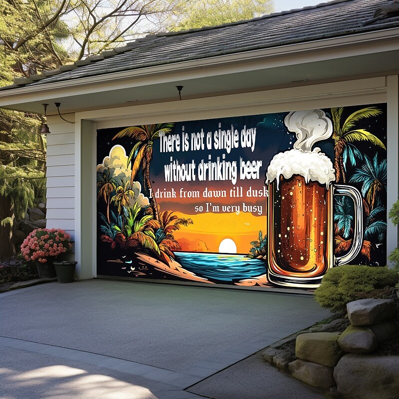 Oktoberfest 2025 Outdoor Garage Door Cover Banner Beer Tropical Beach Large Backdrop Decoration for Holiday Outdoor Garage Door Home Wall Decorations3