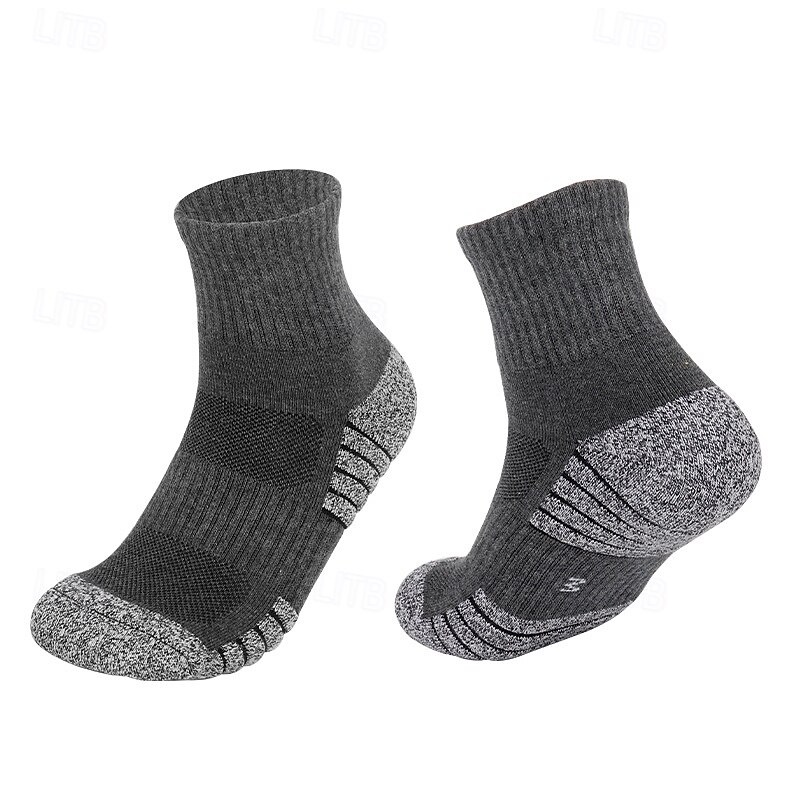 1 Pair Men's Running Socks Sports Socks Breathable Anti Blister Sweat-Wicking cushioned Outdoor ankle Patchwork Cotton Dark Grey Black White for Running4
