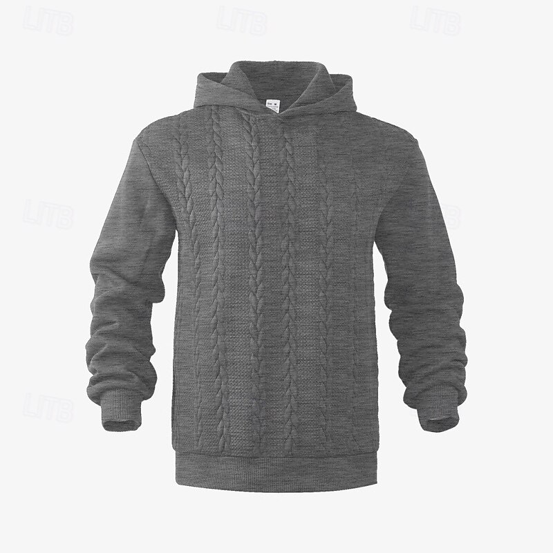 Men's Hoodie Pullover Hoodie Sweatshirt Black White Navy Blue Light Grey Dark Gray Hooded Plain Textured Casual Daily Holiday Streetwear Cool Casual Fall & Winter Clothing Apparel Hoodies Sweatshirts3