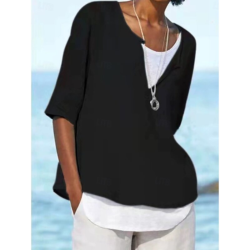 Women's Shirt Solid Color Plain Daily Casual Short Sleeve V Neck Notched Neck Crop Tops Daily Holiday Beach Wear Blush Pink Black White Yellow Sky Blue Summer Spring Fall4