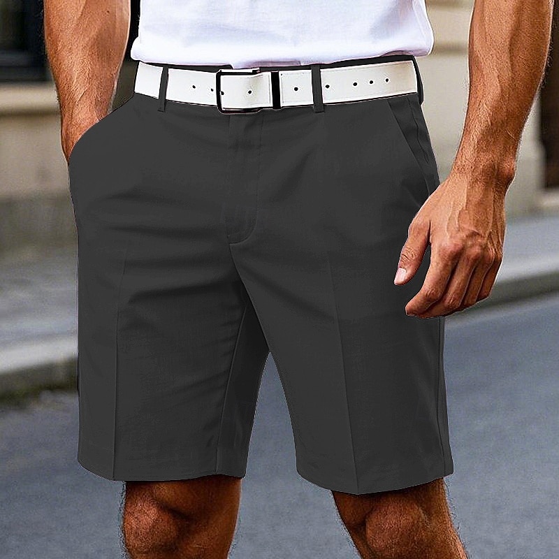 Men's Dress Shorts Burmuda Shorts Work Shorts Pocket Plain Comfort Breathable Knee Length Outdoor Business Fashion Casual Black White4