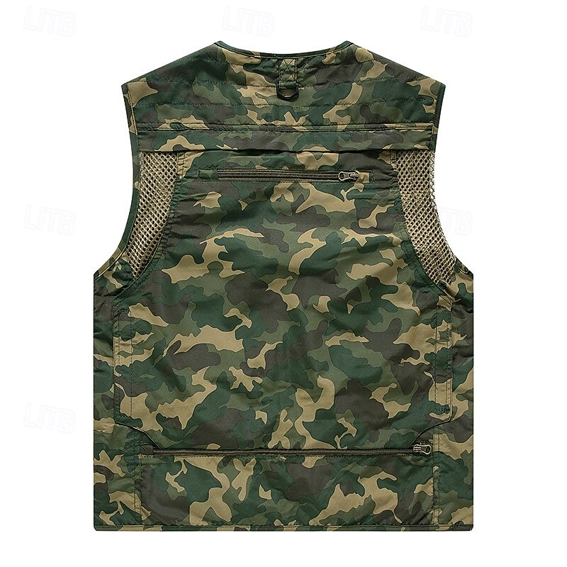 Men's Fishing Vest Hiking Vest Sleeveless Vest Outdoor Breathable Quick Dry Lightweight Winter Zipper Pocket Polyester Black Red Orange Hunting Fishing Climbing3