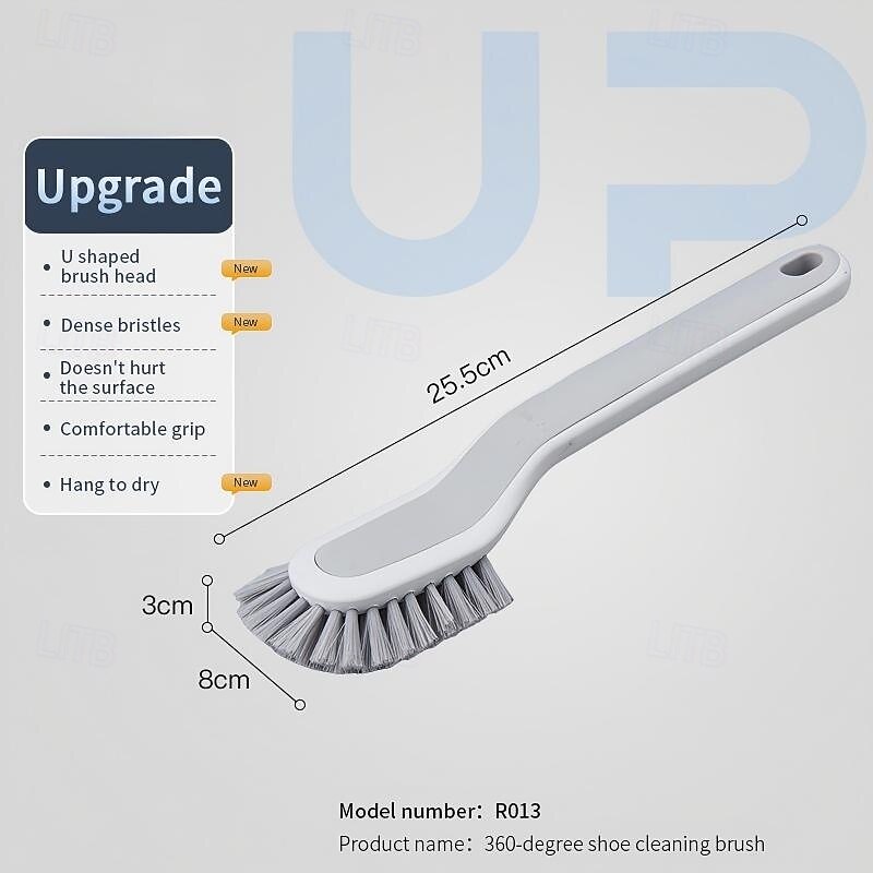 2pcs 360-Degree Shoes Cleaning Brush,Long-Handled Shoes Brush, Soft-Bristled Brush2