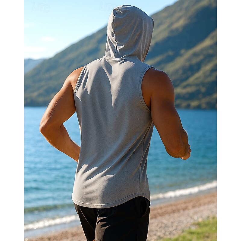 Men's Running Tank Top Gym Tank Top Sleeveless Top Solid Colored Quick Dry Lightweight Breathable Gym Workout Tennis Golf Sportswear Activewear Black White Navy Blue2