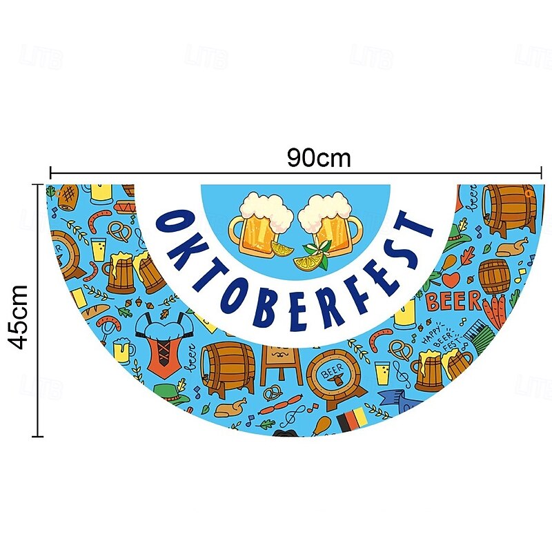 Oktoberfest German Bavarian Bunting Flag 3 x1.5 Ft Non-Pleated Fan Flag Banner Polyester Flag for Holiday Outdoor Hanging Decor2