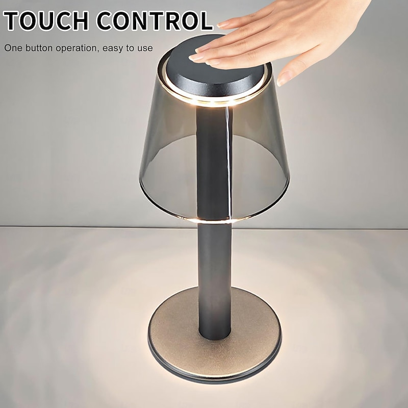 1 Pc all aluminum rechargeable desk lamp with three color infinite dimming for indoor and outdoor restaurants, camping, bedside lighting, touch dimming, Type-C charging4