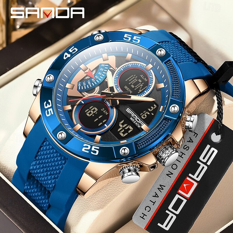 SANDA 5104 Luxury Student Electronic Watch Multi functional Waterproof Sports Step Time Fashion Student Electronic Watch