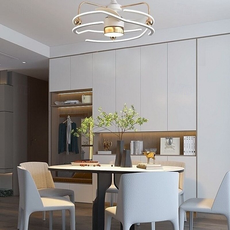 Modern Luxury Pentagon Metal Ceiling Fan Light - Remote Stepless Dimming Warm Lighting for Home4