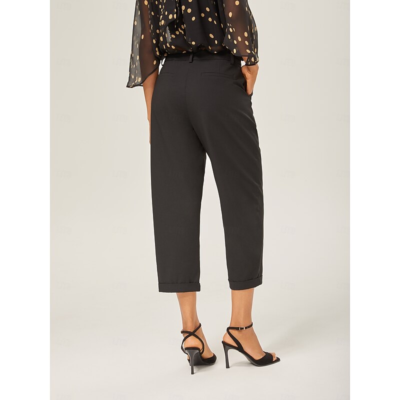 Slim Fit Black Wool Ankle Cigarette Pants3