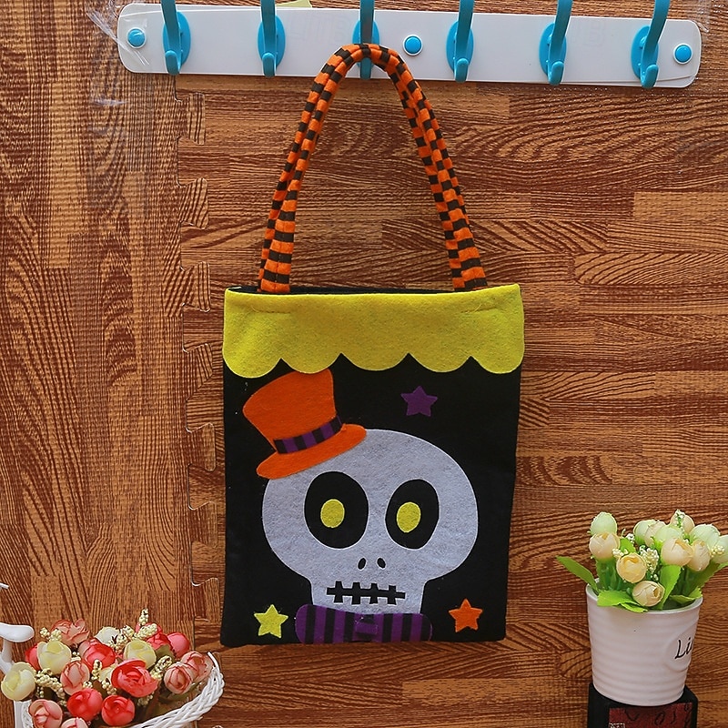 Halloween Treat Bag for Kids, Trick or Treat Candy Tote Bag, Non-Woven Fabric Gift Basket, Spooky Pumpkin Party Favor, Halloween Party Decoration4