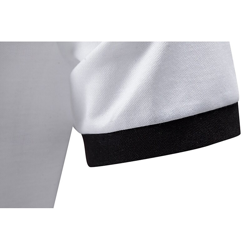 Men's Cotton Polo Shirt Golf Shirt Casual Sports Lapel Ribbed Polo Collar Short Sleeve Fashion Basic Plain Classic Summer Spring Slim Fit Black White Yellow Red Cotton Polo Shirt4