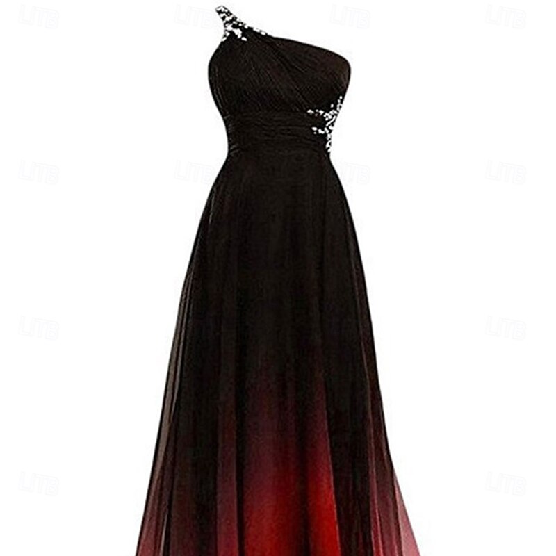 A-Line Evening Gown Elegant Dress Formal Wedding Floor Length Sleeveless One Shoulder Chiffon with Pleats3