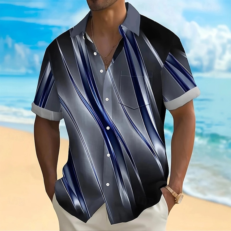 Men's Geometric Marble Abstract Art Shirt Summer Shirt Button Up Shirt Short Sleeve Fashion Casual Outdoor Vacation Dailywear Summer Spring Turndown 3D Print Collared Shirts Front One Pocket Red