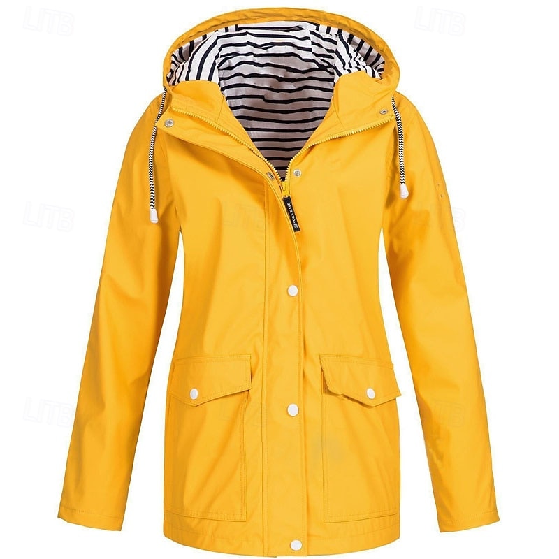 Women's Hoodie Jacket Comfortable Breathable Zipper Pocket Casual Plain Outdoor Vacation Street Casual Zipper Regular Hooded Regular Fit Long Sleeve Outerwear Black White Yellow Spring Fall