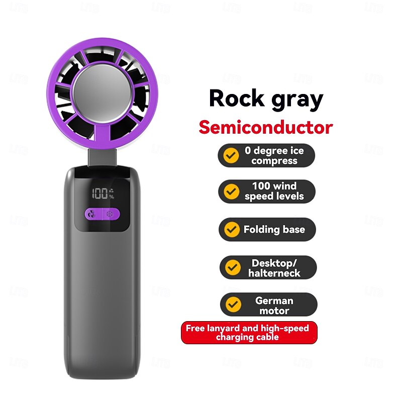 1 Pc handheld cooling fan with 100 levels of cooling and folding, portable turbo mini semiconductor ice pack fan2