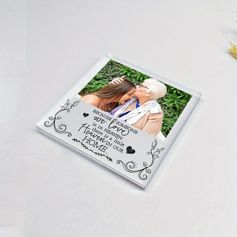 Personalized Memorial Plaque with Custom Photo, Acrylic Sympathy Gift for Loss of Mom or Dad, Indoor Outdoor Durable Tabletop Decor, Heartfelt Tribute4