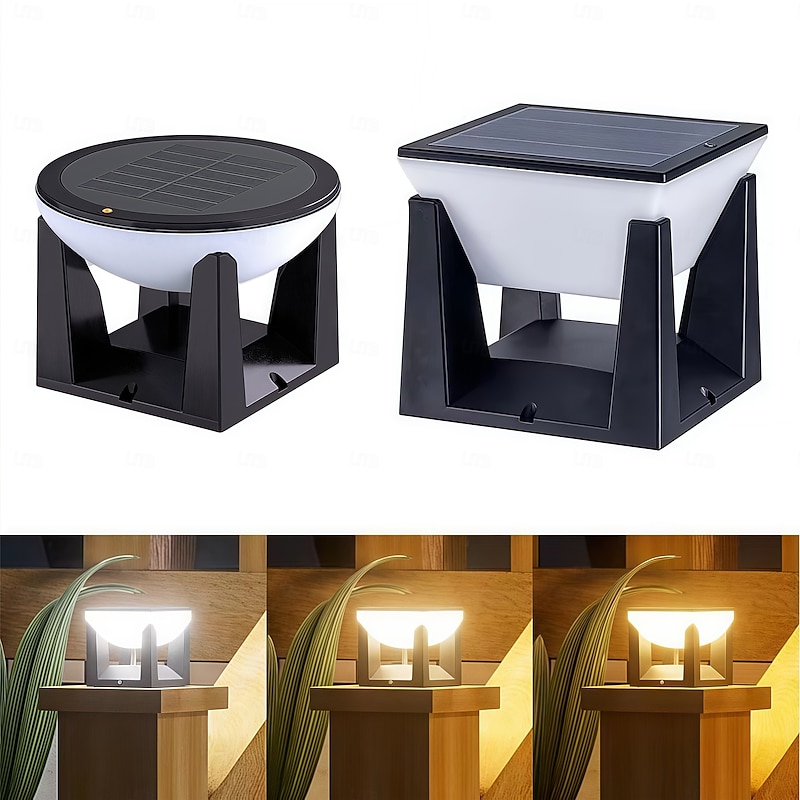 Durable Waterproof Solar Post Lights Ground Lights 3 Lighting Modes Retro LED Pillar Light Auto On/Off Garden Pathway Ligh Yard Lighting  1PC