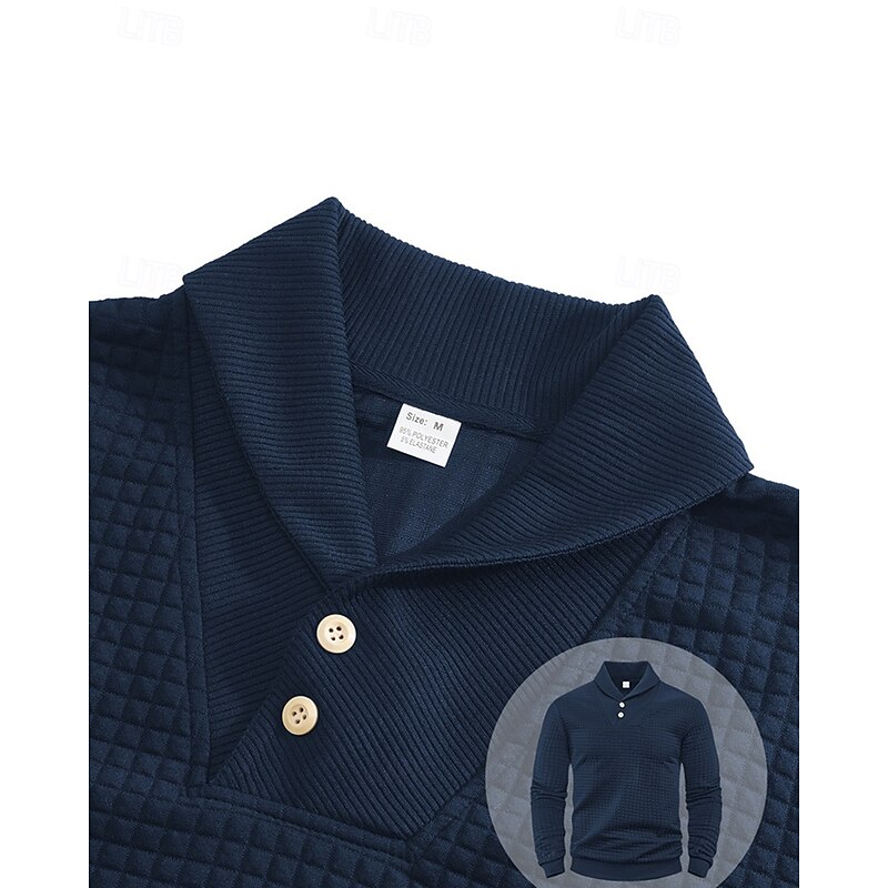 Men's Sweatshirt Black White Army Green Navy Blue Lapel Plain Sports & Outdoor Daily Holiday Polyester Streetwear Basic Casual Spring Autumn / Fall Clothing Apparel Hoodies Sweatshirts  Long Sleeve4