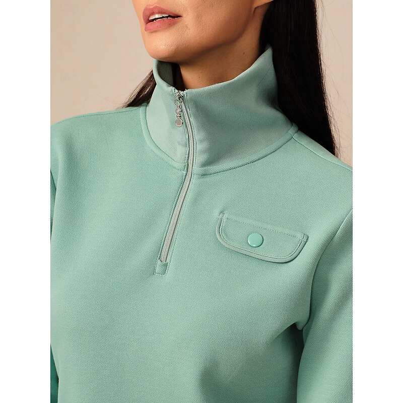 Women's Golf Pullover Sweatshirt Mint Green Long Sleeve Top Ladies Golf Attire Clothes Outfits Wear Apparel3
