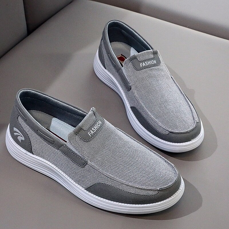Men's Grey Slip-On Mesh Sneakers, Lightweight Comfort Casual Shoes for Walking, Running and Outdoor Activities4