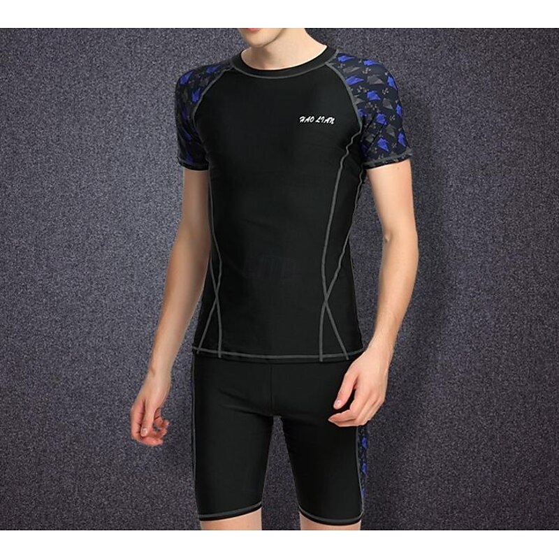 Men's Rash guard Swimsuit UPF50+ Quick Dry Short Sleeve Swimwear Bathing Suit 2 Piece Swimming Surfing Patchwork Summer4