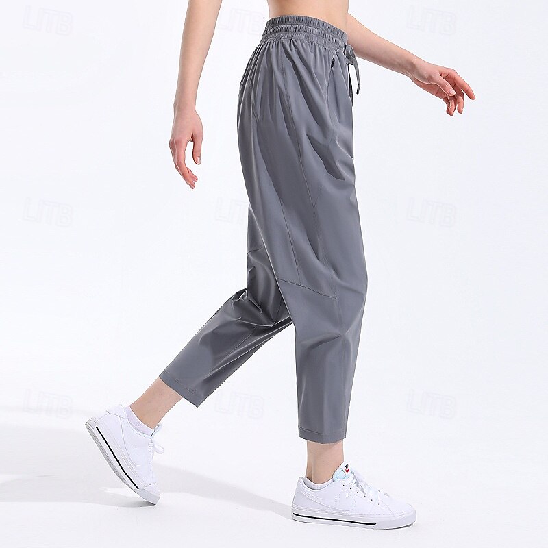 Women's fitness pants Pilates Pants Yoga Pants Drawstring with Pockets Lightweight High Waist Pilates Gym Zumba Bottoms Solid Color Green Light Grey Gray Modal Fall Sports Activewear Micro-elastic