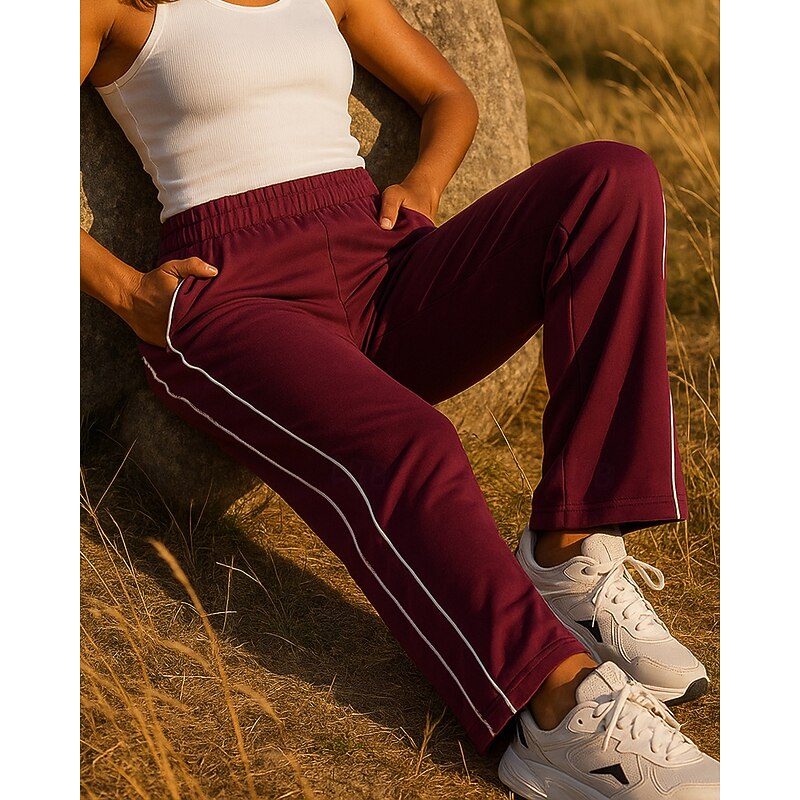 Women's Joggers Sweatpants Running Pants Patchwork Pocket Pants / Trousers Outdoor Sports & Outdoor Casual Tennis Golf Running Regular Fit Sportswear Activewear Stripes Black Pink Wine3