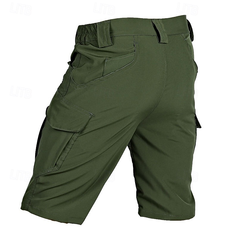 Men's Tactical Shorts Cargo Shorts Shorts Summer Shorts Elastic Waist Multi Pocket Flap Pocket Plain Quick Dry Wearable Knee Length Outdoor Sport Daily Fashion Casual Black Khaki3
