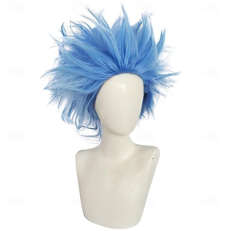Blue Crazy Wig Unique Spiky and Funny Wigs Funky Fuzzy Wigs Pelucas Para Payasos Short Blue Wig for Anime Cosplay Halloween Costume Party4