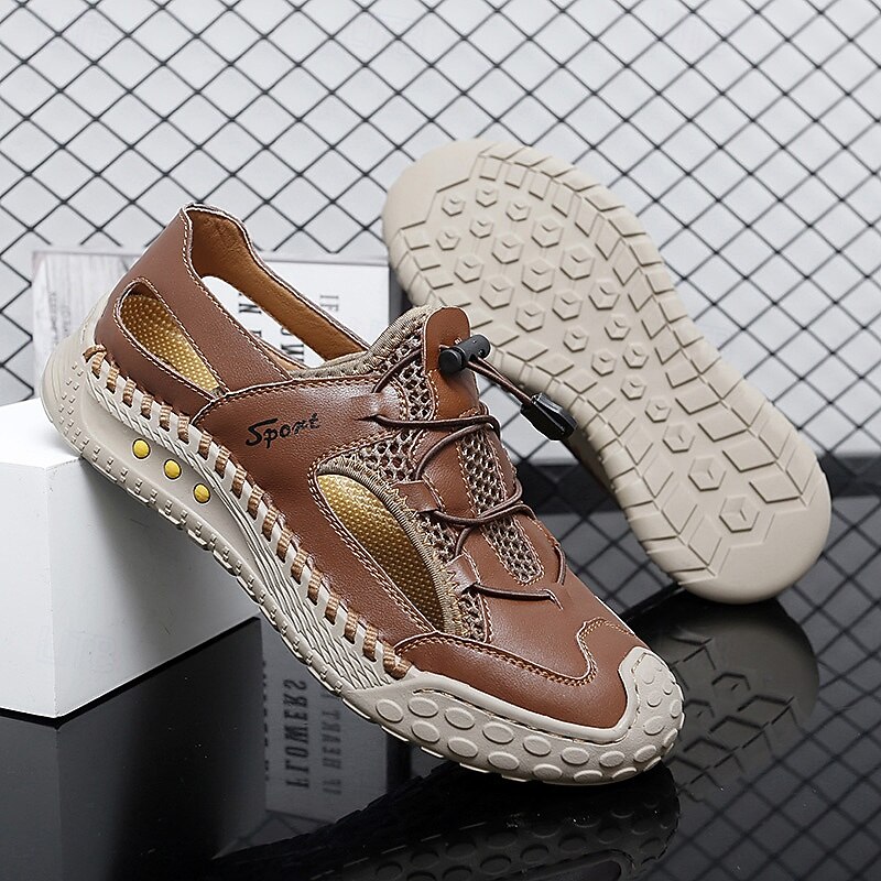 Men's Brown Lace-up Casual Sneakers with Mesh Design and Comfortable Cushioning for Everyday Wear3