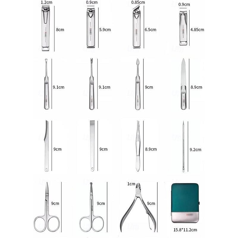 RIMEI Nail Scissors Set 15pcs Professional Nail Clipper Kit Manicure Set with Portable Leather Case, Stainless Steel Manicure and Pedicure Grooming Kit Nail Clipper Set3