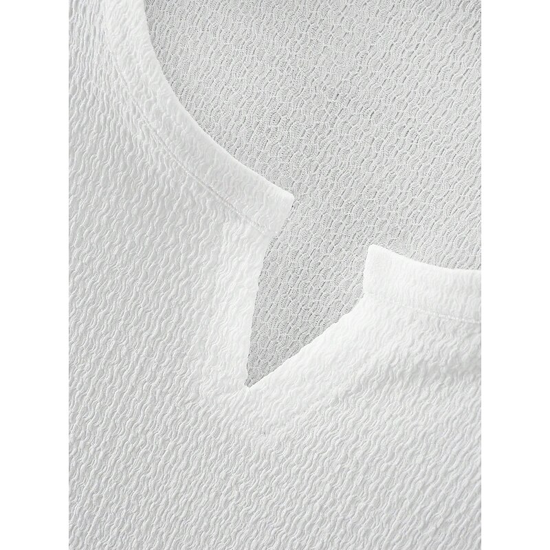 Men's T Shirt Short Sleeve V Neck Summer Plain Textured Fashion Classic Casual Plain Street Casual Sports White Red Navy Blue Top Tee for Men2