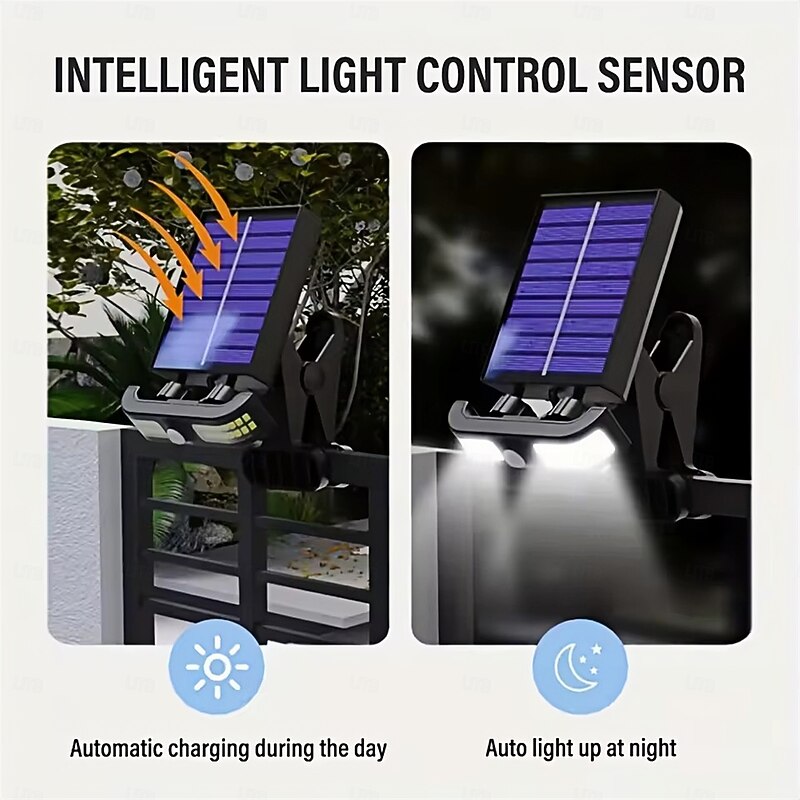 Usb Charging Solar Street Lights Clip Lamp Human Body Sensing Lamp Outdoor Courtyard Lamp Portable Garden Waterproof Lamp Garden Fence Lighting Lamp  1PC2