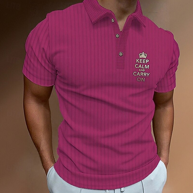 Men's Plain Waffle Polo Shirts Short Sleeve Lapel Fashion Basic Comfortable Athleisure Casual Daily Buttons Soft Summer Fuchsia Purple Brown4