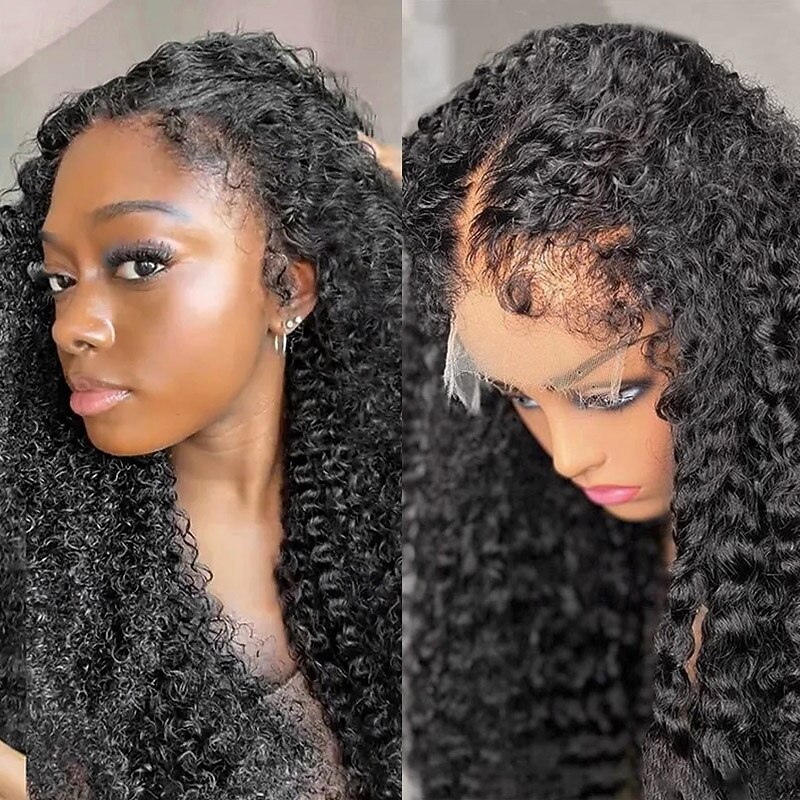 13x4 Lace Front Wig Human Hair 4C-Curly Wave Natural Wig 150% Density with 4C Baby Hair