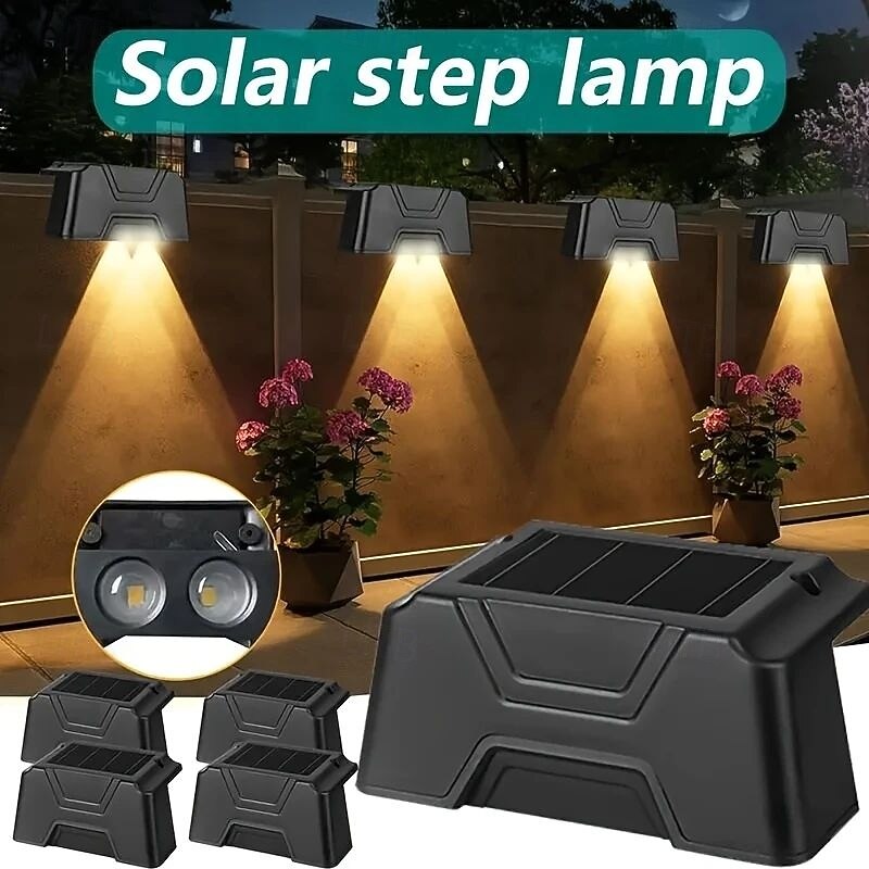 4/8 Pcs Solar Deck Fence Light Outdoor Waterproof LED Wall Light Garden Stair Fence Garden Patio Balcony Deck Lighting Decoration