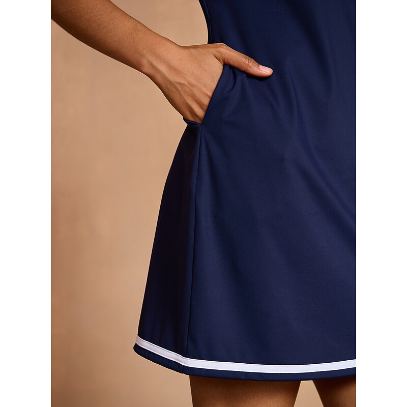 Women's Golf Dress Navy Blue Short Sleeve Dress Ladies Golf Attire Clothes Outfits Wear Apparel4