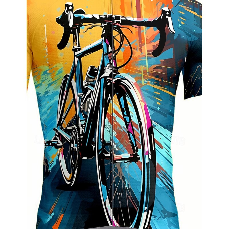 Men's Women's Cycling Jersey Graphic Geometric Short Sleeve Bike Jersey Top with 3 Rear Pockets UV Resistant Quick Dry Front Zipper Reflective Strips Sports Blue Clothing Apparel3